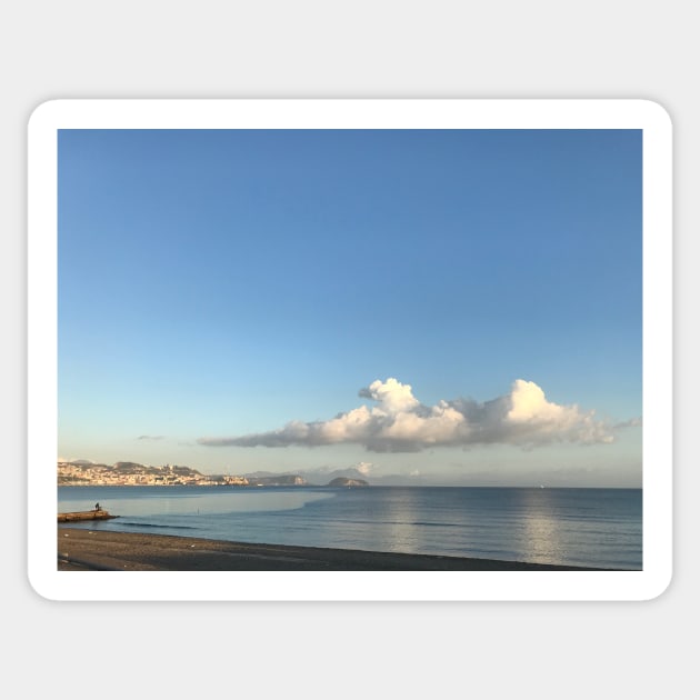 Lucrino Beach with Cloud Sticker by Sandraartist